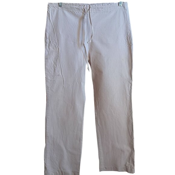 32x31 Vintage White Canvas Cotton Drawstring Pants Relaxed Fit Boho 1970's - Picture 1 of 7